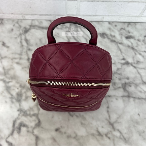 Kate Spade Natalia Burgundy Mini Convertible Leather Backpack - Picture 2 of 12